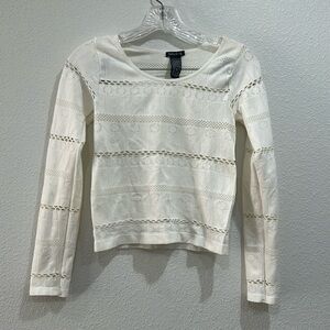 Soho Girl Long Sleeve Stretch Geomtric Cut out Cream top One size